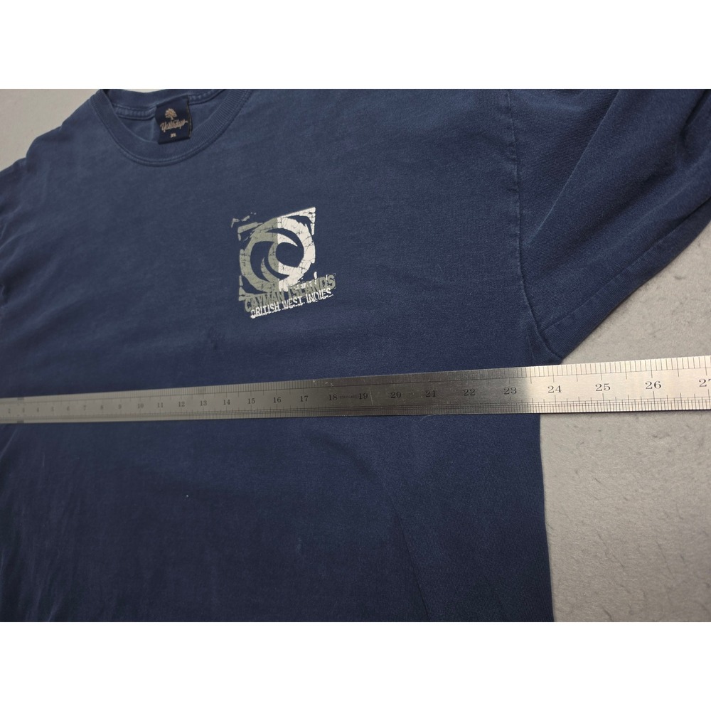Yesterdays Shirt Men XL Navy Blue 100% Cotton Cayman Islands Graphic Long Sleeve - Picture 7 of 7